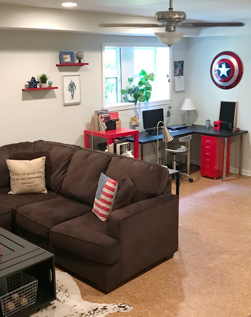Captain America themed basement and office - Robyn's Southern Nest 