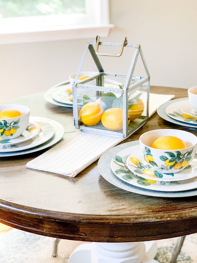 Dollar Tree Lemony Tablescape - Robyn's Southern Nest