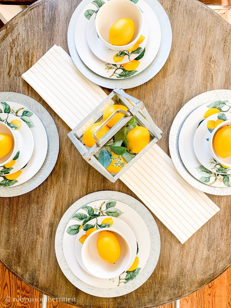 Dollar Tree Lemony Tablescape - Robyn's Southern Nest