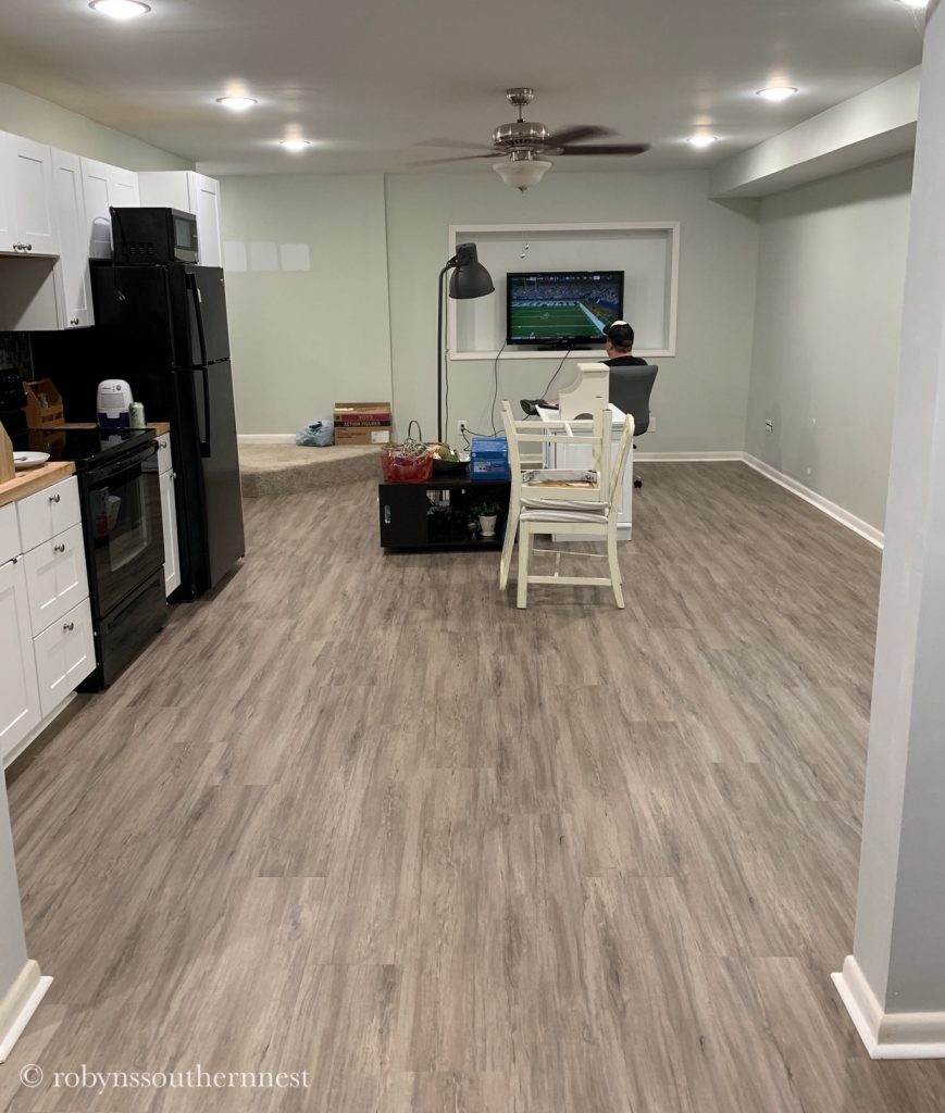 Basement in progress shot. Shown before paint. 