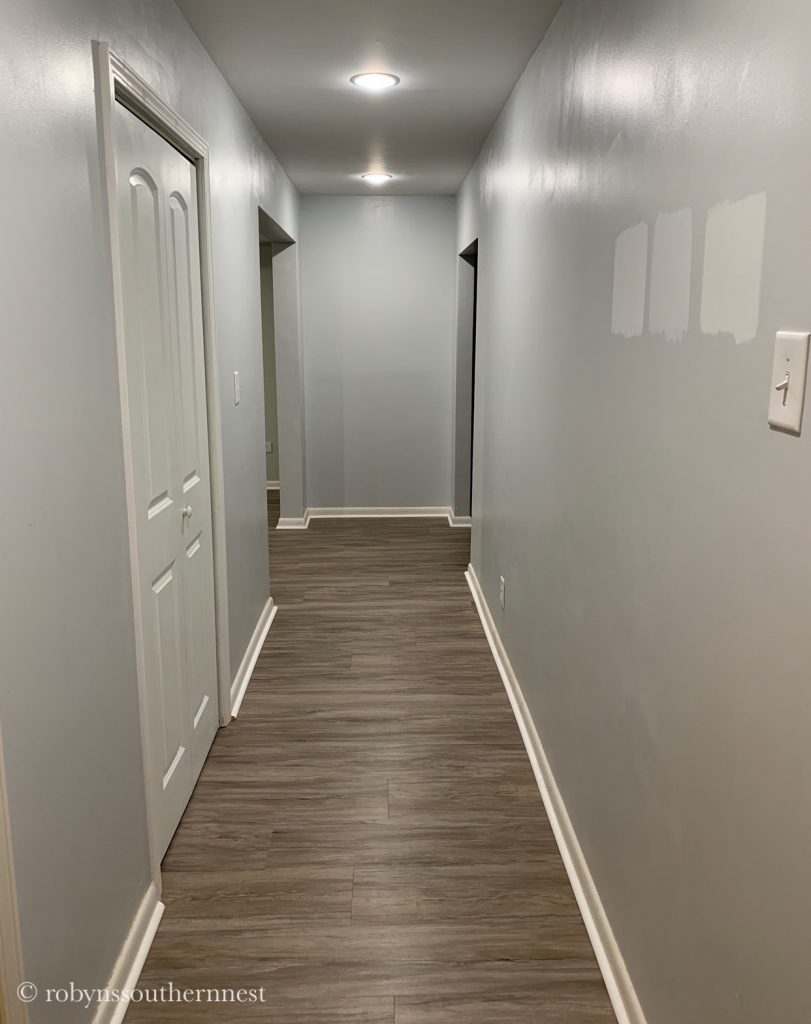 Hallway shown before painting