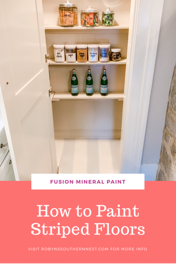 How to Paint Striped Floors - Robyn's Southern Nest
Pantry with gray and white stripe floor