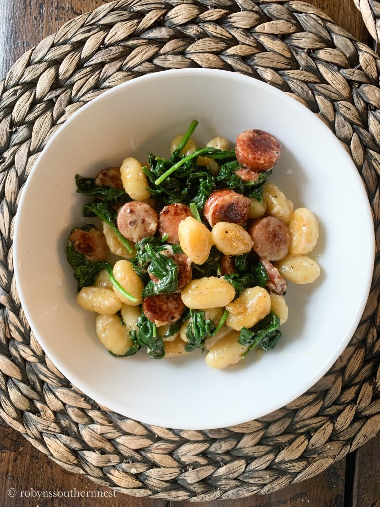 apple sausage and parmesan gnocchi with spinach recipe 