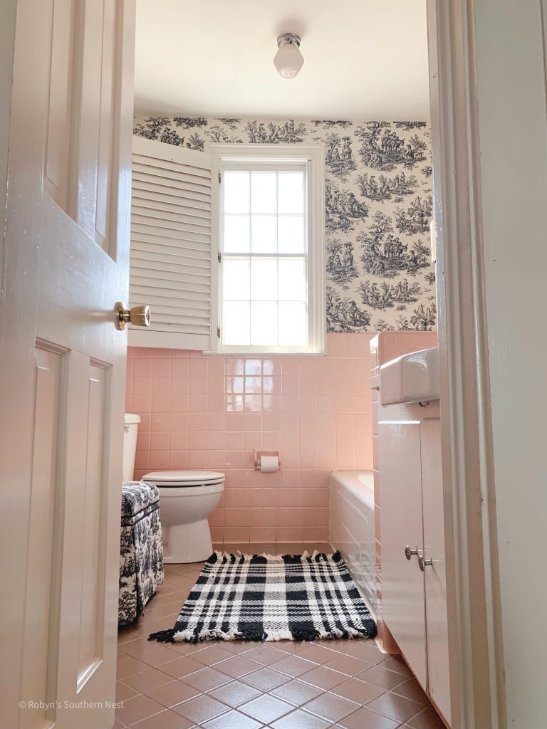 Pink Toile Bathroom 
Robyn's Southern Nest